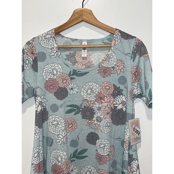 NWT LuLaRoe Cute Pastel Blue Floral Print Short-Sleeve Tunic Top Women's Size XS - Picture 3 of 9